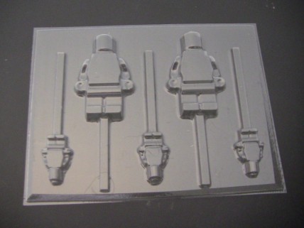 510sp Building Block Man Chocolate or Hard Candy Lollipop Mold
